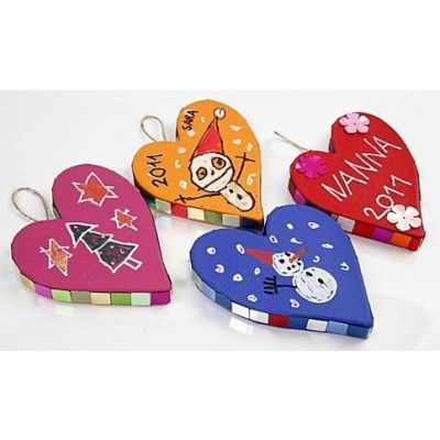 Papier-Mâché Hearts with Drawings