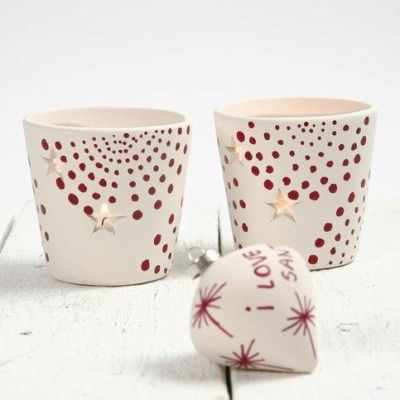 Porta velas de terracota decorados