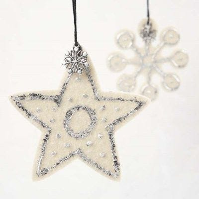 Star & Snowflake from Felt with Imitation Metal Leaf & Charms