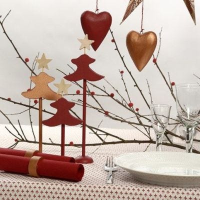 Copper painted and red painted Table Decorations