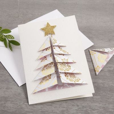 Postal con árbol de Navidad 3D de papeles diseño Vivi Gade