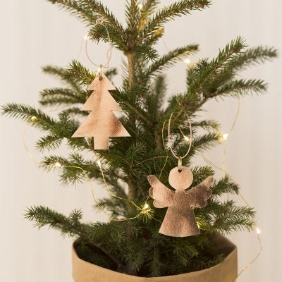 Un Ángel y árbol de Navidad de papel de cuero de imitación
