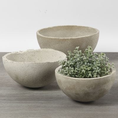 Concrete Bowls cast in Plastic Moulds
