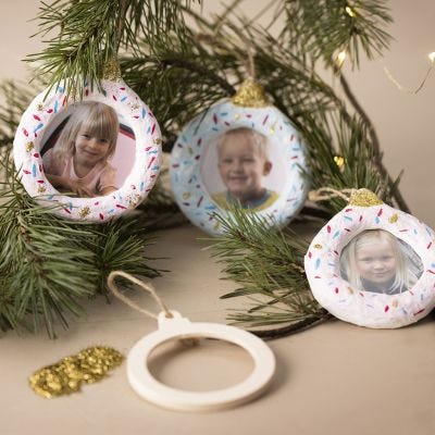 adornos navideños colgantes con fotos