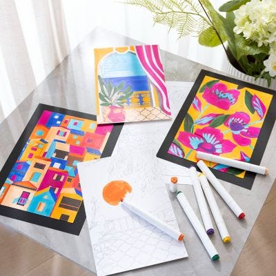Ilustraciones creadas con la técnica de pintar por números