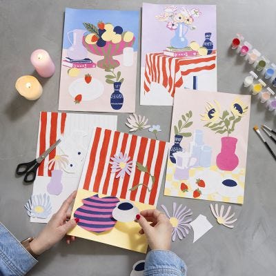 Collages de lienzos de colores