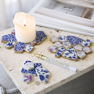Posavasos creado con la técnica Kintsugi