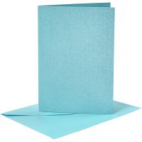 Postales y sobres, medida tarjeta 10,5x15 cm, medida sobre 11,5x16,5 cm, perlado, 120+210 gr, azul, 4 set/ 1 paquete