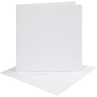 Tarjetas y sobres, medida tarjeta 15,2x15,2 cm, medida sobre 16x16 cm, 230 gr, blanco, 4 set/ 1 paquete