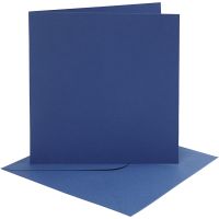 Tarjetas y sobres, medida tarjeta 15,2x15,2 cm, medida sobre 16x16 cm, 220 gr, azul, 4 set/ 1 paquete