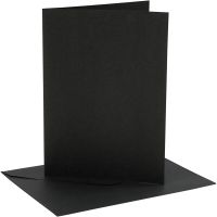 Tarjetas y sobres, medida tarjeta 12,7x17,8 cm, medida sobre 13,3x18,5 cm, 230 gr, negro, 4 set/ 1 paquete