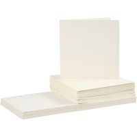 Tarjetas y sobres, medida tarjeta 15x15 cm, medida sobre 16x16 cm, 110+220 gr, blanquecino, 50 set/ 1 paquete