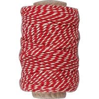 Cordón de algodón, grosor 1,1 mm, rojo / blanco, 50 m/ 1 rollo