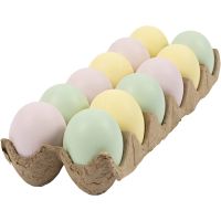 Huevos, A: 6 cm, colores pastel, 12 ud/ 1 paquete