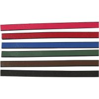 Cinturón de cuero, A: 10 mm, grosor 3 mm, surtido de colores, 6x1 m/ 1 paquete