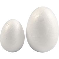 Huevos de poliestireno, A: 35+48 mm, A: 25+35 mm, blanco, 10 ud/ 1 paquete