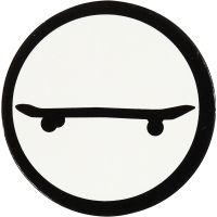 Emblema de cartón, skateboard, dia 25 mm, blanco/negro, 20 ud/ 1 paquete