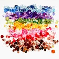 Faceted Bead Mix, dia 4-12 mm, medida agujero 1-2,5 mm, surtido de colores, 7x250 gr/ 1 paquete