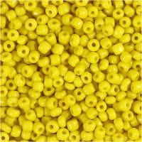 Cuentas de semillas de Rocaille, dia 3 mm, medidas 8/0 , medida agujero 0,6-1,0 mm, amarillo, 25 gr/ 1 paquete