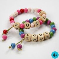 Bracelets with Round Wooden Beads and Wooden Beads with Letters