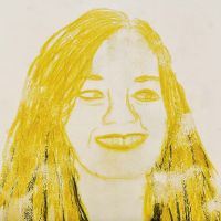 A Portrait made as Mono Print with Caran d´Ache Neocolor II