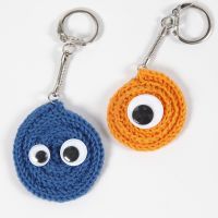 A keyring fob made from coiled knitted tube