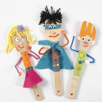 Puppets for puppet theatre made from bamboo kitchen utensils