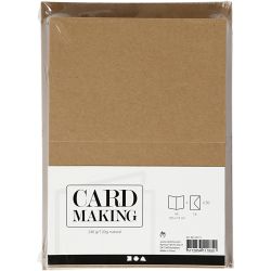 Tarjetas y sobres, medida tarjeta 10,5x15 cm, medida sobre 11,5x16,5 cm, 120+240, natural, 50 set/ 1 paquete