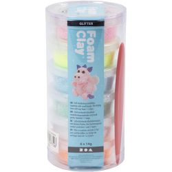 Foam Clay®, purpurina, colores pastel, 6x14 gr/ 1 paquete